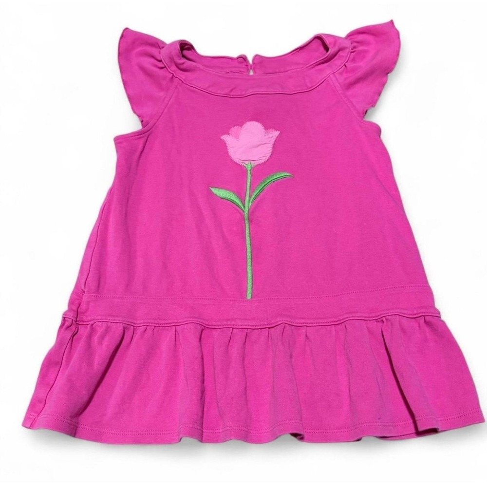 Y2K Gymboree Girls Size 8 Pink Tulip Flower Ruffle Tunic Cotton Spring